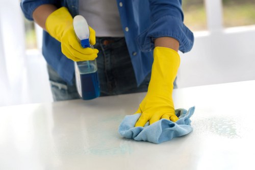 Domestic cleaner tidying a luxury SW7 apartment
